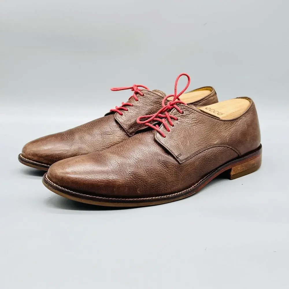 Cole Haan Shoes Mens 10 Brown Leather Derby Oxford Lace Up Dress Almond Toe